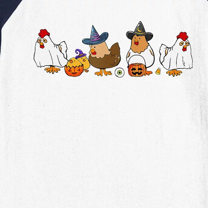 Halloween Funny Witch Spooky Chicken Costume Chick Or Treat Baseball Sleeve Shirt