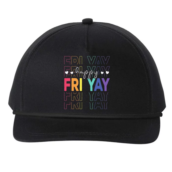 Happy Fri Yay Funny Teacher Friday Snapback Five-Panel Rope Hat