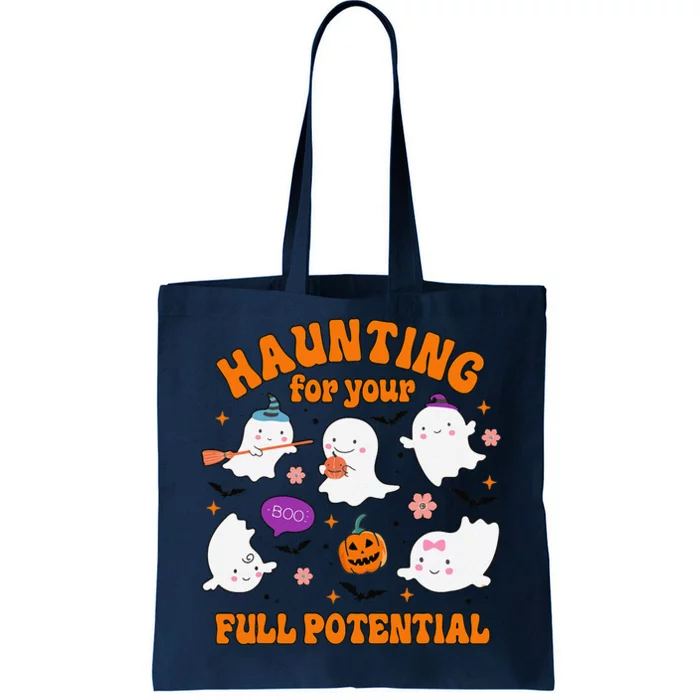 Haunting For Your Full Potential Cute Halloween Ghost Tote Bag