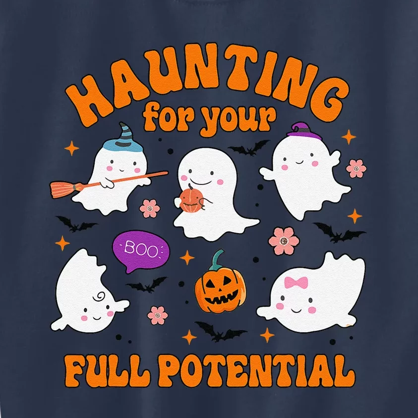 Haunting For Your Full Potential Cute Halloween Ghost Kids Sweatshirt