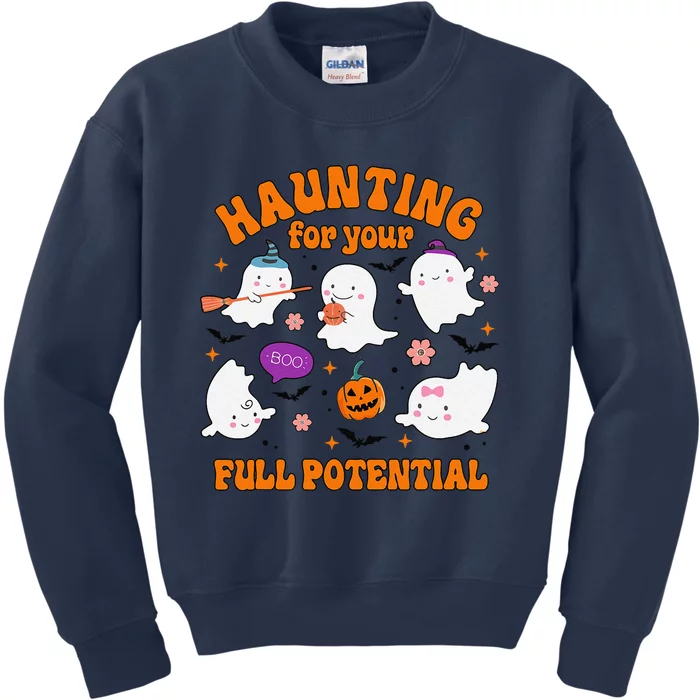 Haunting For Your Full Potential Cute Halloween Ghost Kids Sweatshirt