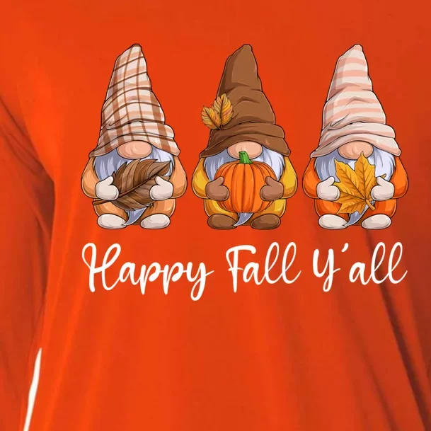 Happy Fall YAll Gnome Pumpkin Funny Autumn Gnomes Gift Cooling Performance Long Sleeve Crew