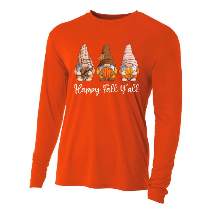 Happy Fall YAll Gnome Pumpkin Funny Autumn Gnomes Gift Cooling Performance Long Sleeve Crew