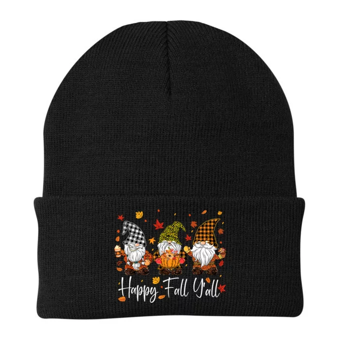 Happy Fall YAll Gnomes Pumpkin Autumn Thanksgiving Knit Cap Winter Beanie