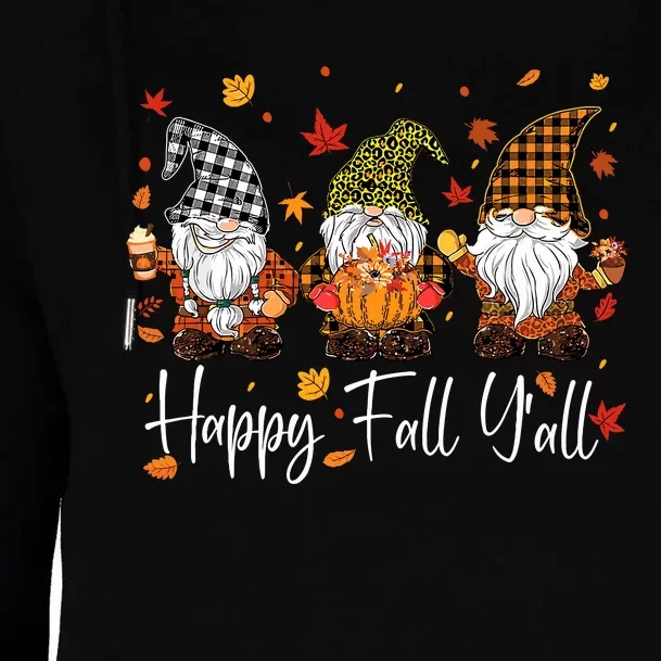 Happy Fall YAll Gnomes Pumpkin Autumn Thanksgiving Womens Funnel Neck Pullover Hood