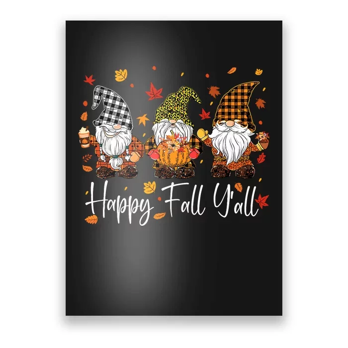 Happy Fall YAll Gnomes Pumpkin Autumn Thanksgiving Poster