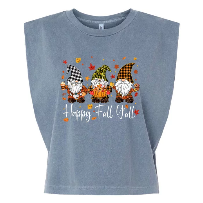 Happy Fall YAll Gnomes Pumpkin Autumn Thanksgiving Garment-Dyed Women's Muscle Tee