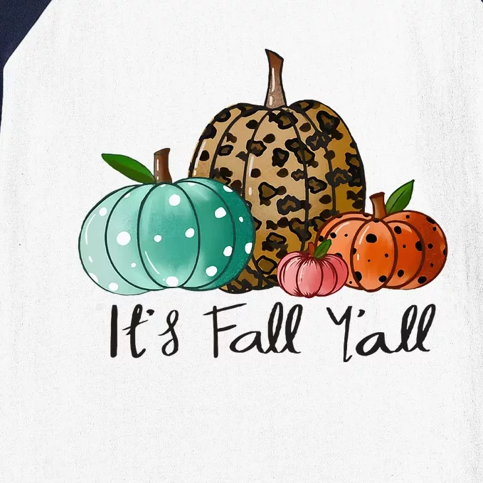 Happy Fall Y’all Pumpkin Leopard Its Fall Yall Thanksgiving Baseball Sleeve Shirt