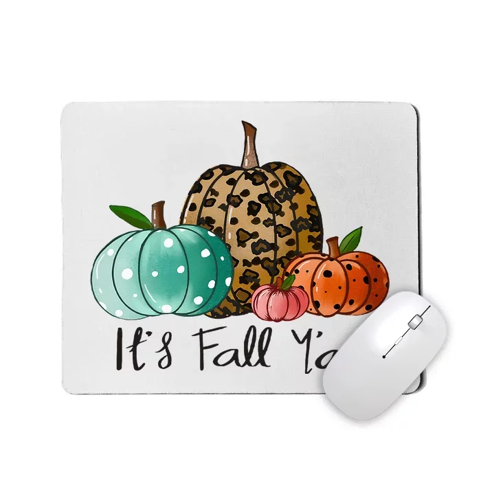 Happy Fall Y’all Pumpkin Leopard Its Fall Yall Thanksgiving Mousepad