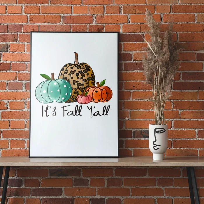 Happy Fall Y’all Pumpkin Leopard Its Fall Yall Thanksgiving Poster