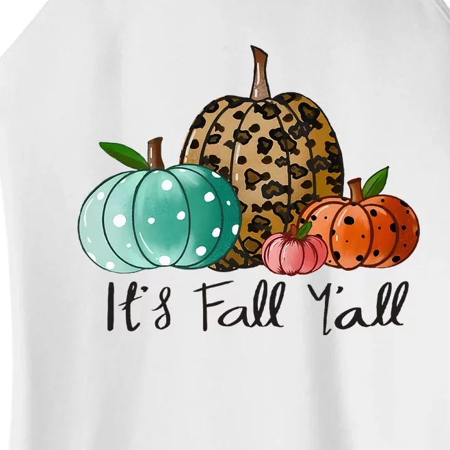 Happy Fall Y’all Pumpkin Leopard Its Fall Yall Thanksgiving Women’s Perfect Tri Rocker Tank