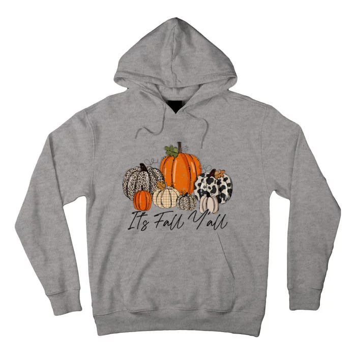 Happy Fall Y’all Pumpkin Leopard Its Fall Yall Thanksgiving Tall Hoodie