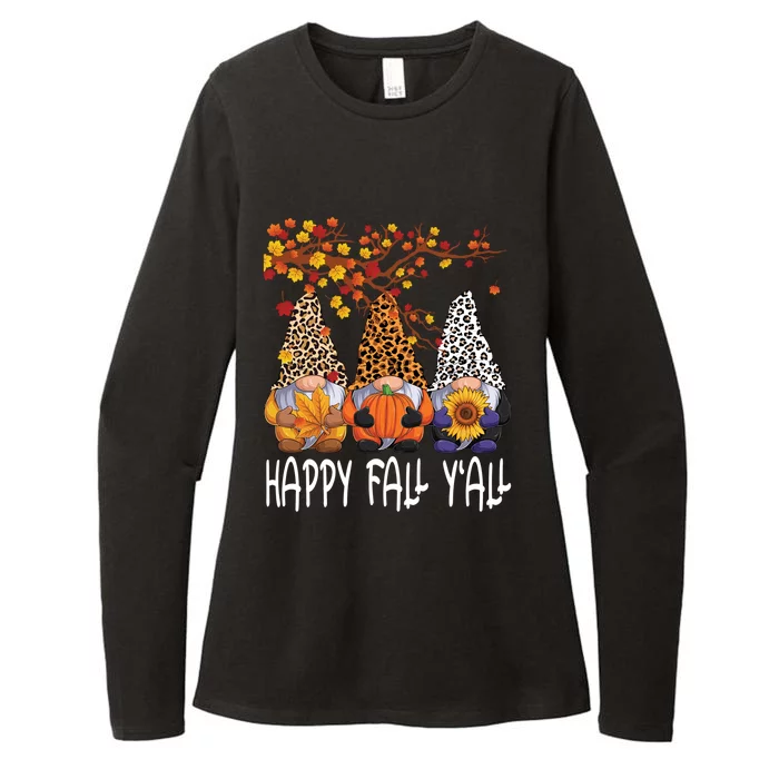 Happy Fall Yall Gnome Leopard Pumpkin Funny Autumn Gnomes Funny Gift Womens CVC Long Sleeve Shirt