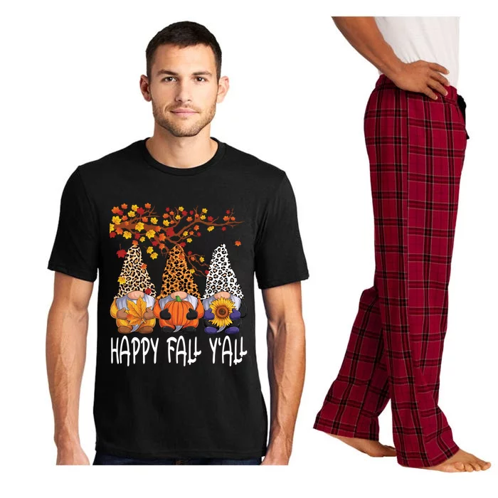 Happy Fall Yall Gnome Leopard Pumpkin Funny Autumn Gnomes Funny Gift Pajama Set