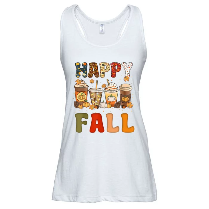 Happy Fall Yall Autumn Halloween Pumpkin Spice Latte Ladies Essential Flowy Tank