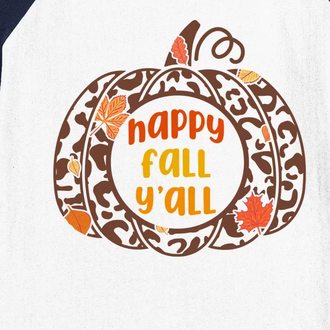 Happy Fall Yall Festive Pumpkin Baseball Sleeve Shirt