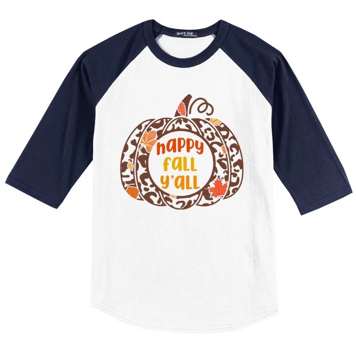 Happy Fall Yall Festive Pumpkin Baseball Sleeve Shirt