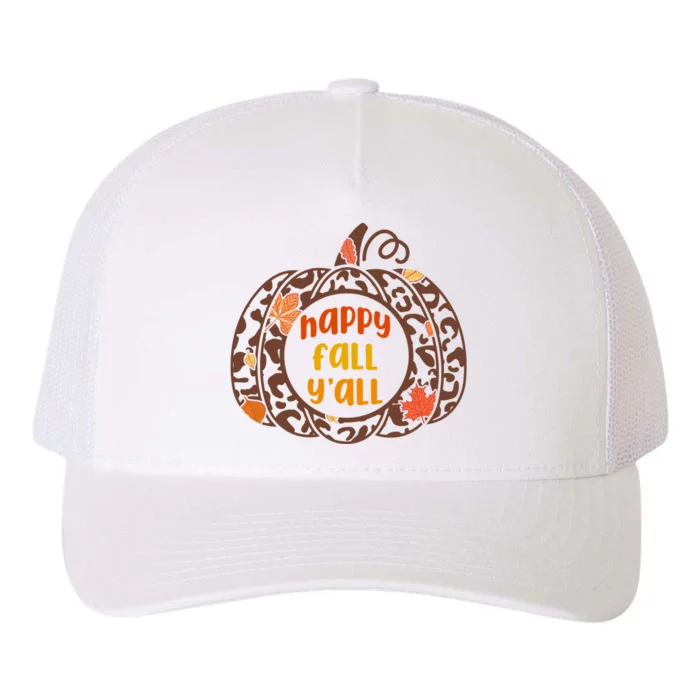 Happy Fall Yall Festive Pumpkin Yupoong Adult 5-Panel Trucker Hat