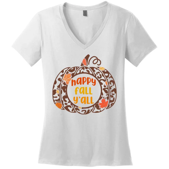 Happy Fall Yall Festive Pumpkin Women's V-Neck T-Shirt