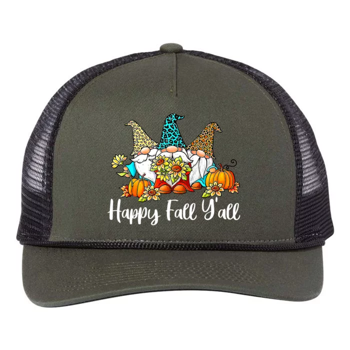 Happy Fall Y'all Gnome Autumn Gnomes Pumpkin Spice Season Retro Rope Trucker Hat Cap