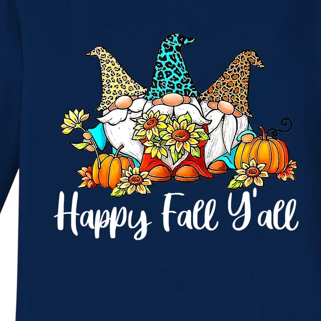 Happy Fall Y'all Gnome Autumn Gnomes Pumpkin Spice Season Baby Long Sleeve Bodysuit