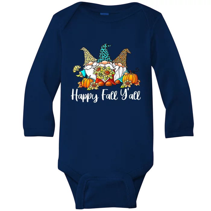 Happy Fall Y'all Gnome Autumn Gnomes Pumpkin Spice Season Baby Long Sleeve Bodysuit