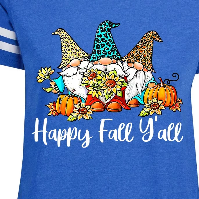 Happy Fall Y'all Gnome Autumn Gnomes Pumpkin Spice Season Enza Ladies Jersey Football T-Shirt