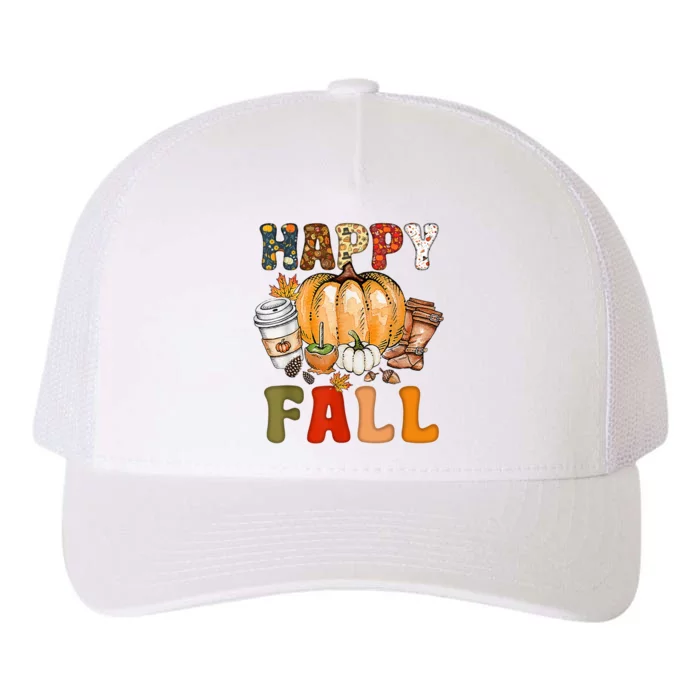 Happy Fall Yall Autumn Halloween Pumpkin Spice Latte Yupoong Adult 5-Panel Trucker Hat