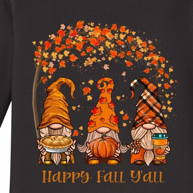 Happy Fall YAll Gnome Autumn Gnomes Pumpkin Spice Season Baby Long Sleeve Bodysuit