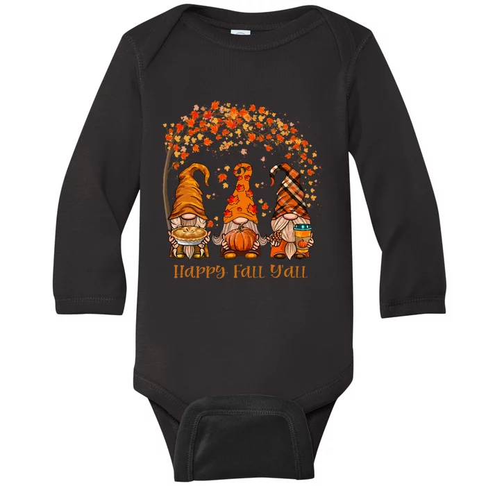 Happy Fall YAll Gnome Autumn Gnomes Pumpkin Spice Season Baby Long Sleeve Bodysuit