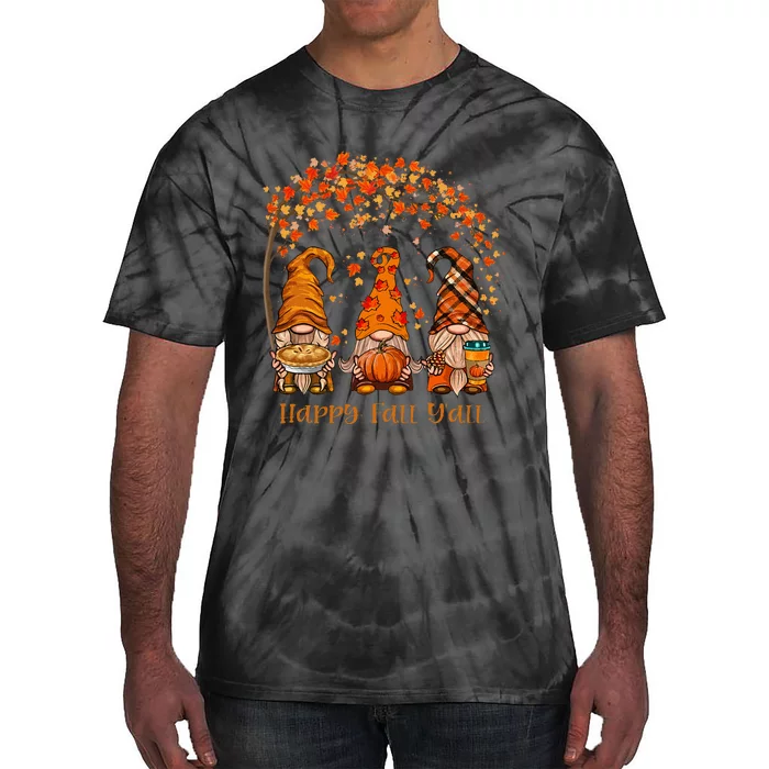 Happy Fall YAll Gnome Autumn Gnomes Pumpkin Spice Season Tie-Dye T-Shirt