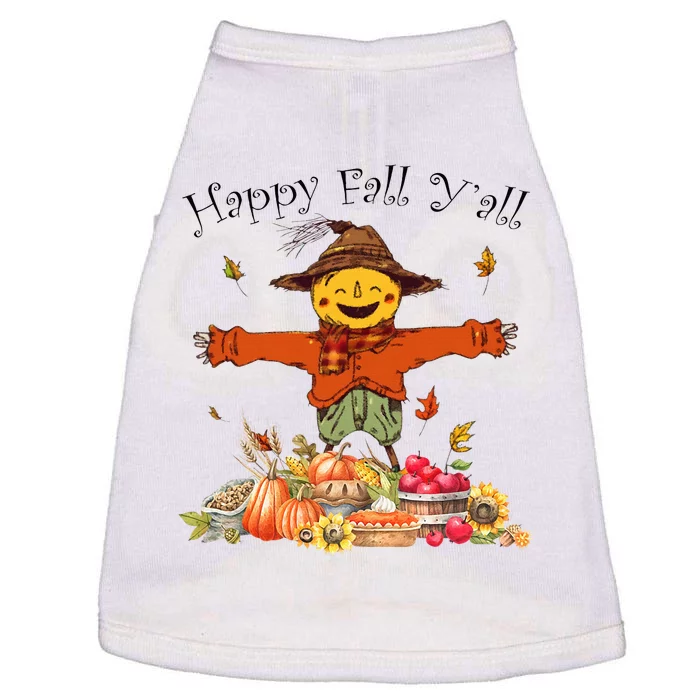 Happy Fall Yall Scarecrow Pumpkin Thanksgiving Halloween Doggie Tank