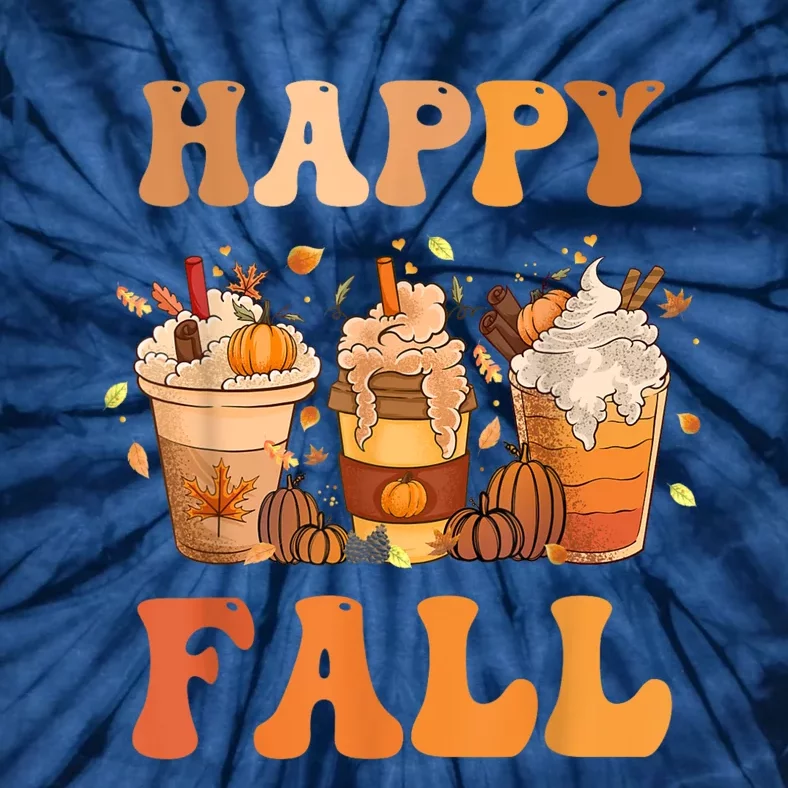 Happy Fall Yall Autumn Halloween Pumpkin Spice Latte Tie-Dye T-Shirt