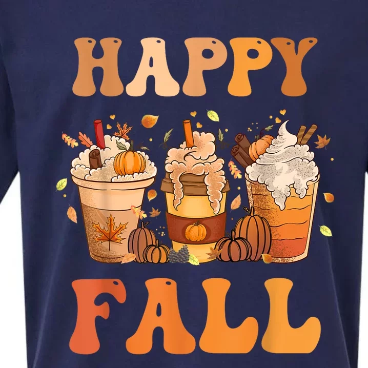 Happy Fall Yall Autumn Halloween Pumpkin Spice Latte Sueded Cloud Jersey T-Shirt