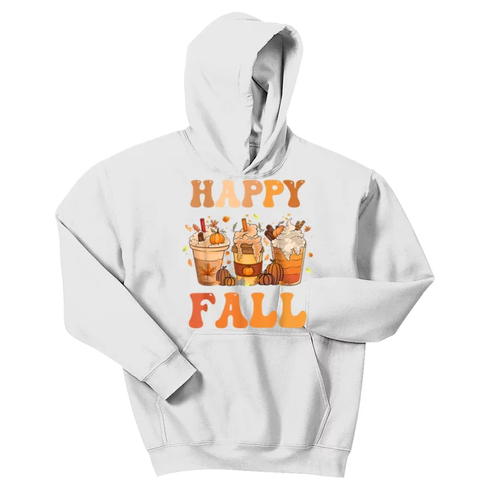 Happy Fall Yall Autumn Halloween Pumpkin Spice Latte Kids Hoodie