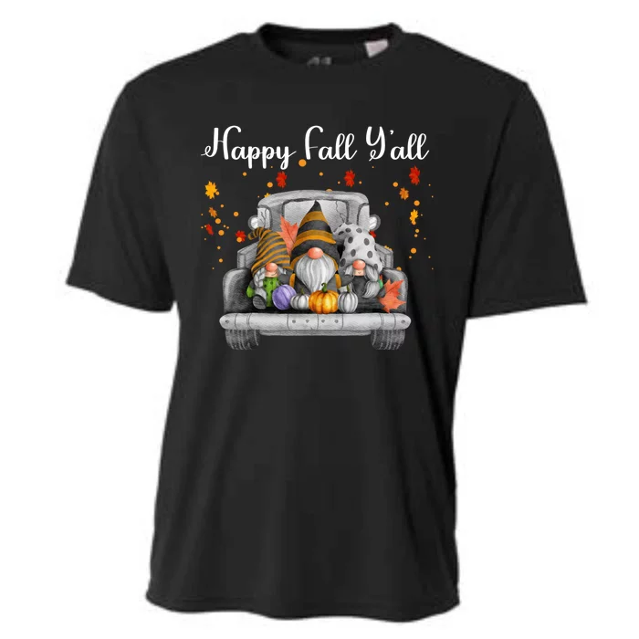 Happy Fall YAll Gnomes Pumpkin Truck Autumn Funny Holiday Cooling Performance Crew T-Shirt