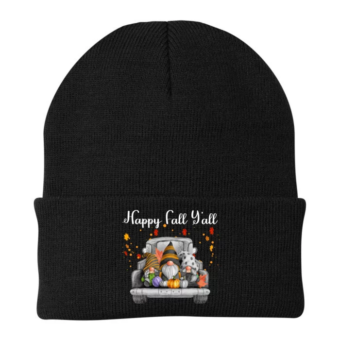 Happy Fall YAll Gnomes Pumpkin Truck Autumn Funny Holiday Knit Cap Winter Beanie