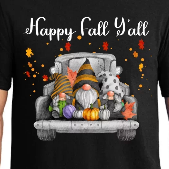 Happy Fall YAll Gnomes Pumpkin Truck Autumn Funny Holiday Pajama Set