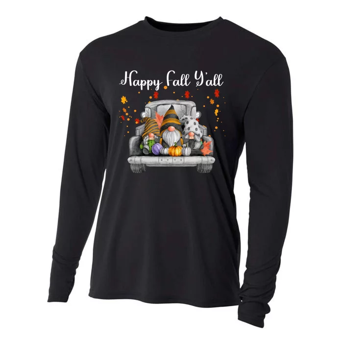 Happy Fall YAll Gnomes Pumpkin Truck Autumn Funny Holiday Cooling Performance Long Sleeve Crew