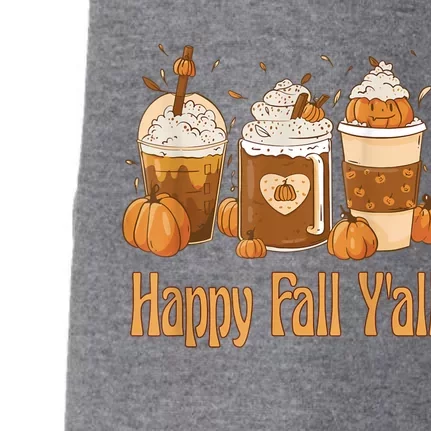 Happy Fall Yall Latte Coffee Leopard Pumpkin Autumn Doggie 3-End Fleece Hoodie