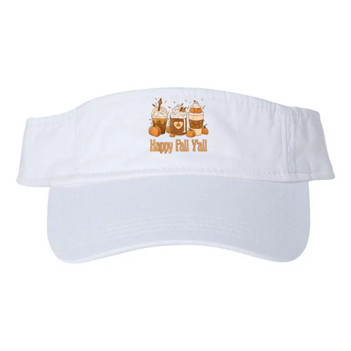 Happy Fall Yall Latte Coffee Leopard Pumpkin Autumn Valucap Bio-Washed Visor