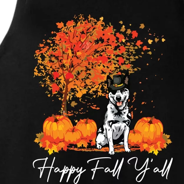 Happy Fall YAll Pumpkin Australian Cattle Dog Thanksgiving Long Sleeve Ladies Tri-Blend Wicking Tank