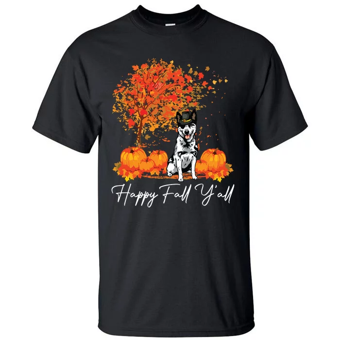 Happy Fall YAll Pumpkin Australian Cattle Dog Thanksgiving Long Sleeve Tall T-Shirt