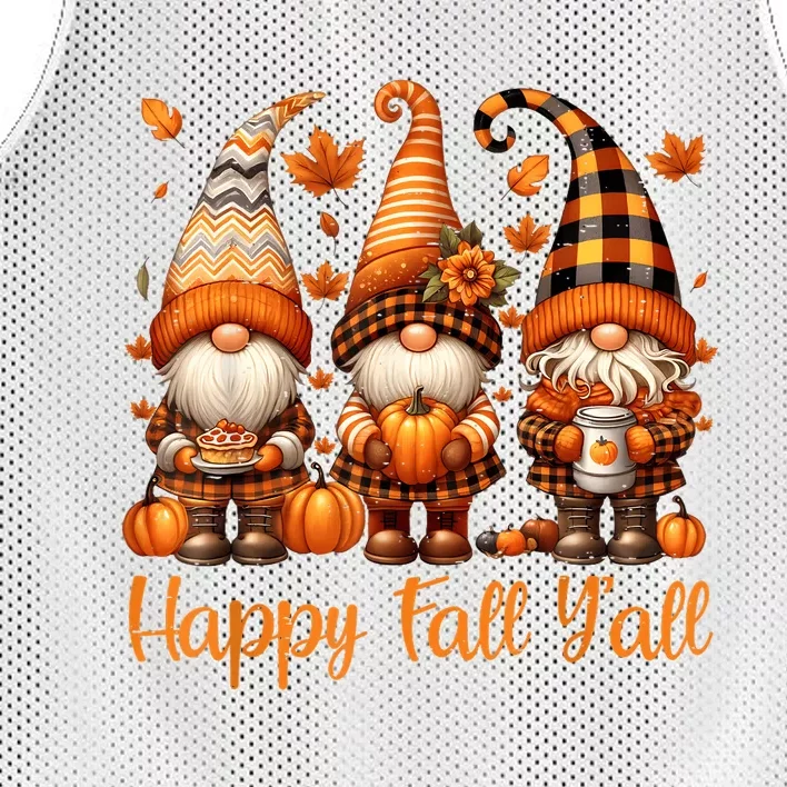 Happy Fall YAll Gnome Pumpkin Autumn Thanksgiving Mesh Reversible Basketball Jersey Tank