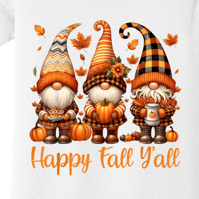 Happy Fall YAll Gnome Pumpkin Autumn Thanksgiving Baby Bodysuit