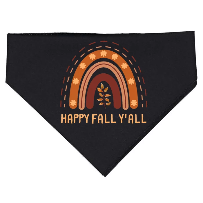 Happy Fall YAll Rainbow Maple Leaves Autumn USA-Made Doggie Bandana