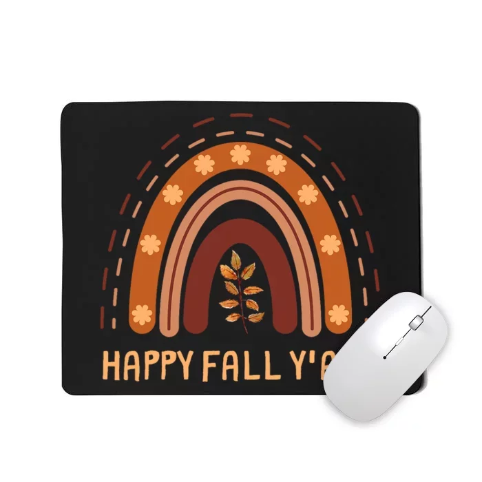 Happy Fall YAll Rainbow Maple Leaves Autumn Mousepad