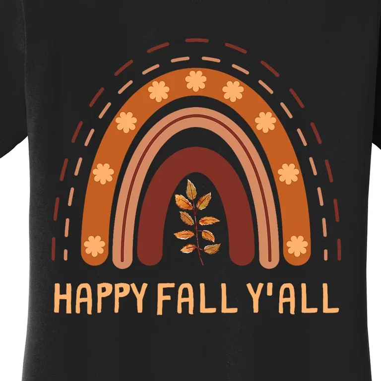 Happy Fall YAll Rainbow Maple Leaves Autumn Women's T-Shirt