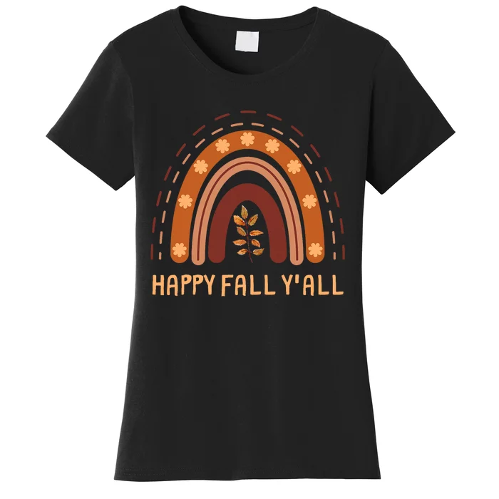 Happy Fall YAll Rainbow Maple Leaves Autumn Women's T-Shirt