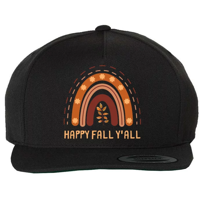 Happy Fall YAll Rainbow Maple Leaves Autumn Wool Snapback Cap